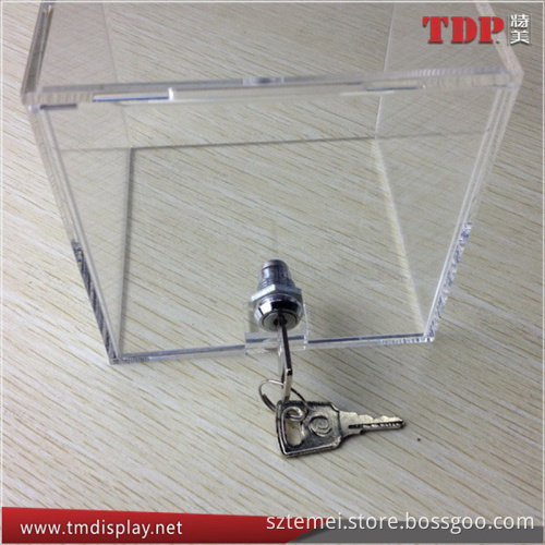 Factory Directly Clear Square Acrylic Suggestion Box with Key and Lock
